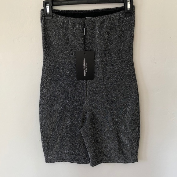 PLT Metallic Tube Top Biker Short Bodysuit - Picture 2 of 3